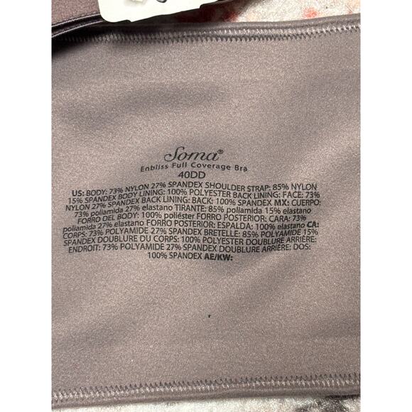 Soma NWT Enbliss Full Coverage Push Up Bra Sz 40DD Mochacchino Stretch Underwire - Picture 3 of 6